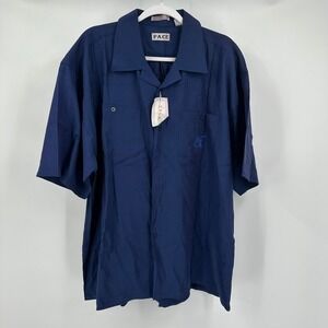 Pace  Mens Grunge Shirt Size XL Navy Blue‎ Embroidered Camp 90s Vintage NOS
